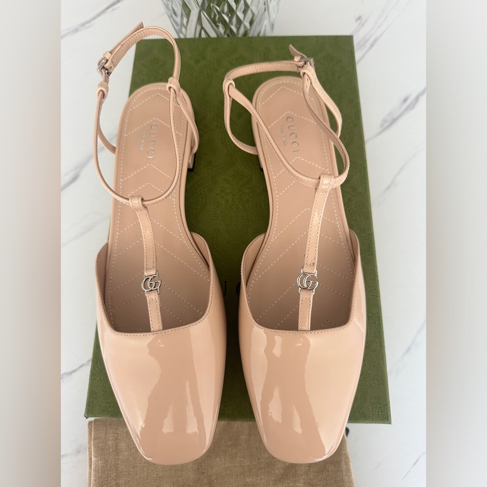 NIB Gucci Patent Double G Leather Ballet Flats